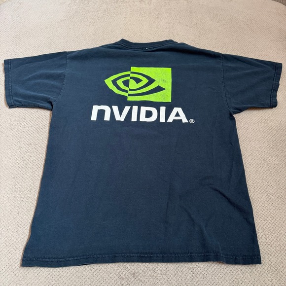 Vintage 2000s Nvidia Graphic T-Shirt Black Size L Gildan Ultra Cotton Tech Promo